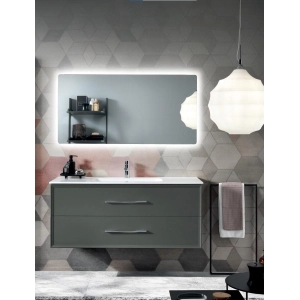 Moderner hängender Badezimmerschrank 120 CLASSIC Sockel mit 2 Schubladen und MATT ANTHRACITE Waschbecken