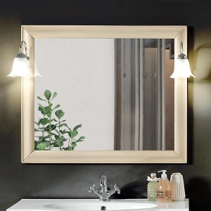 Miroir de salle de bain avec cadre et deux appliques de style classique MARTINA ivoire