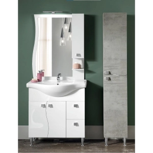 Bathroom cabinet 85 cm with feet in melamine Glossy White - Onda