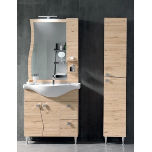Free-standing bathroom cabinet in melamine 85 cm Natural Oak - Onda