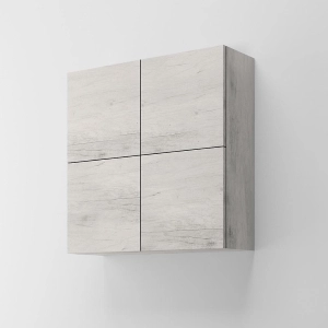 CUBOTTO Wohnwand mit 4 Türen mit PUSH & PULL-Öffnung Weiße Eiche