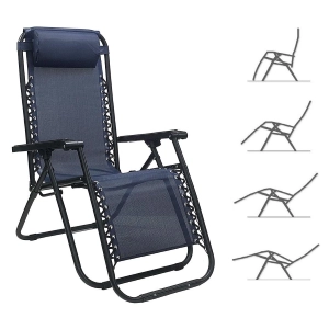 LOUIS reclining deckchair for outdoor relaxation in BLUE textilene fabric