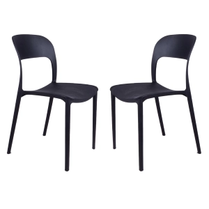 Stapelbarer Stuhl aus schwarzem Polypropylen von NATHAN, 2 Stück