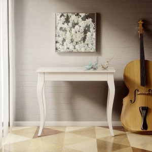 OLANDA SMALL white extendable console table Width with saber legs 90x48/204 cm