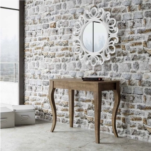 Extendable console table OLANDA SMALL walnut Width with saber legs 90x48/204 cm
