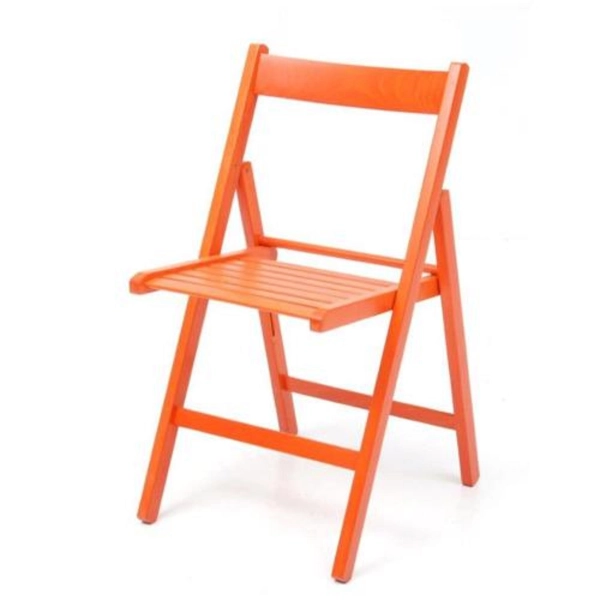 Silla plegable de madera de color NARANJA 1 pieza