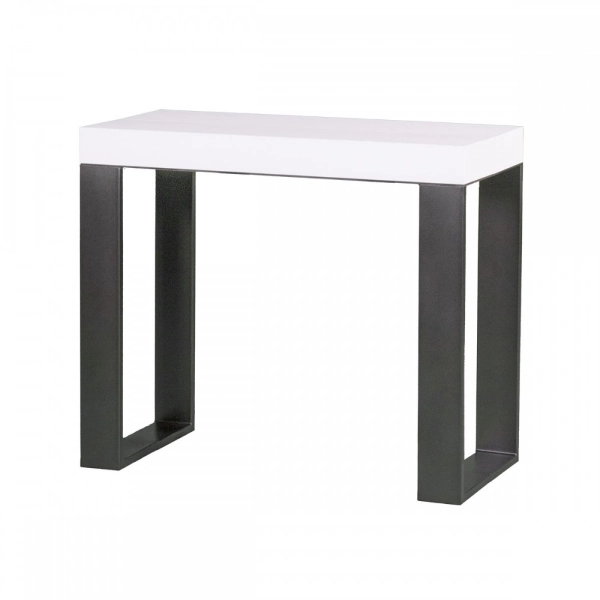 Console TECNO extensible jusqu'à 300 cm, modèle Frêne Blanc, structure anthracite