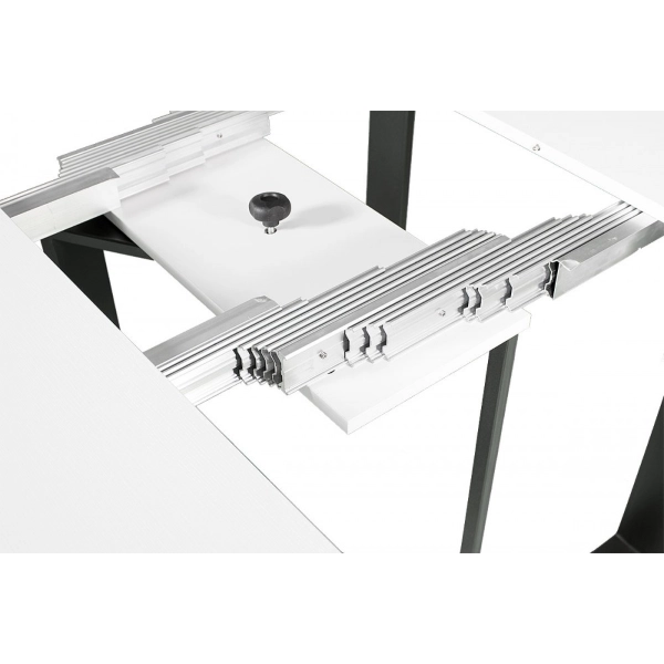 Console TECNO extensible jusqu'à 300 cm, modèle Frêne Blanc, structure anthracite