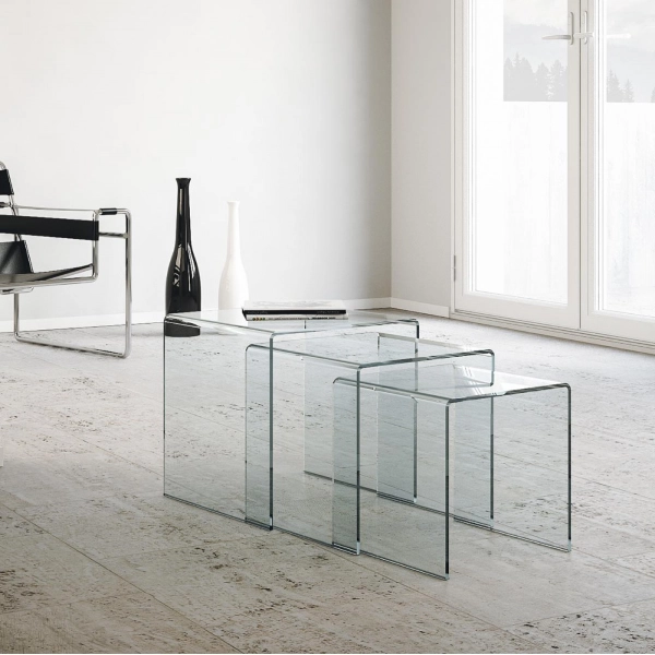 Tavolini in vetro NEST 42x42x42 trittico 3 misure