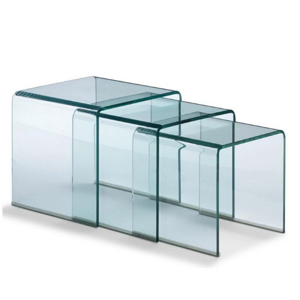 Tavolini in vetro NEST 42x42x42 trittico 3 misure