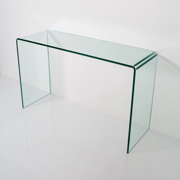 Konsolentisch aus transparentem gebogenem Glas SMALLE L.120 P.40 H.80