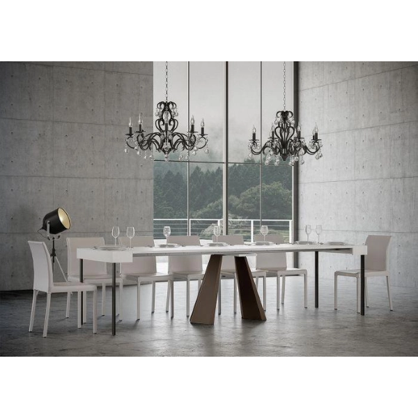 Ausziehbare Konsole DIAMANTE 90x40/300 cm Esche weiß mit Bärenrahmen