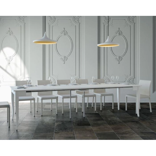 Ausziehbarer Säbelkonsolentisch BIANCO FRASSINO L90