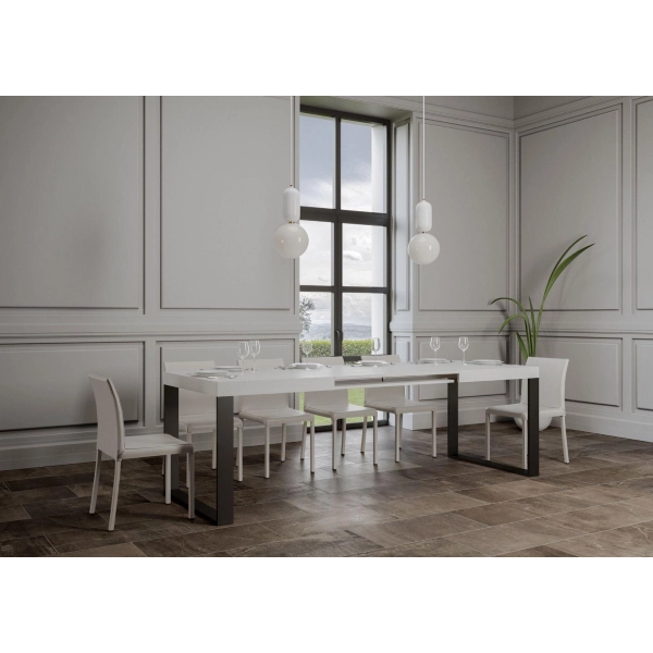 Mesa extensible hasta 420 cms TECNO 90X160 fresno blanco