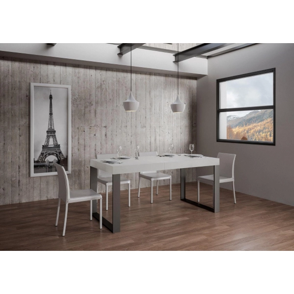 Mesa extensible hasta 420 cms TECNO 90X160 fresno blanco