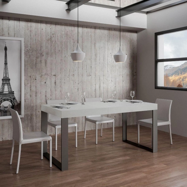 Mesa extensible hasta 420 cms TECNO 90X160 fresno blanco