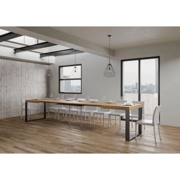Ausziehbarer Tisch bis 420 cm TECNO 90X160 Eiche natur