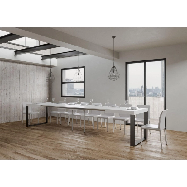 Mesa TECNO 90X180 fresno blanco extensible hasta 440 cms