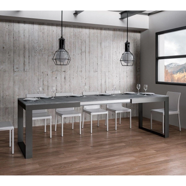 TECNO EVOLUTION 120 mesa extensible hasta 380 cm cemento