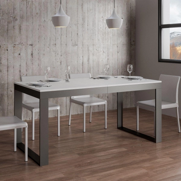 Mesa TECNO EVOLUTION 160 extensible hasta 420 cm blanco ceniza