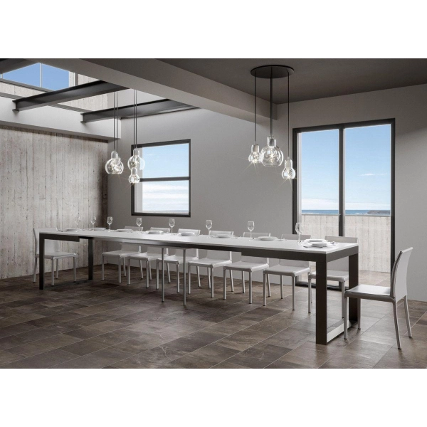 TECNO EVOLUTION 180 mesa extensible hasta 440 cm blanco ceniza