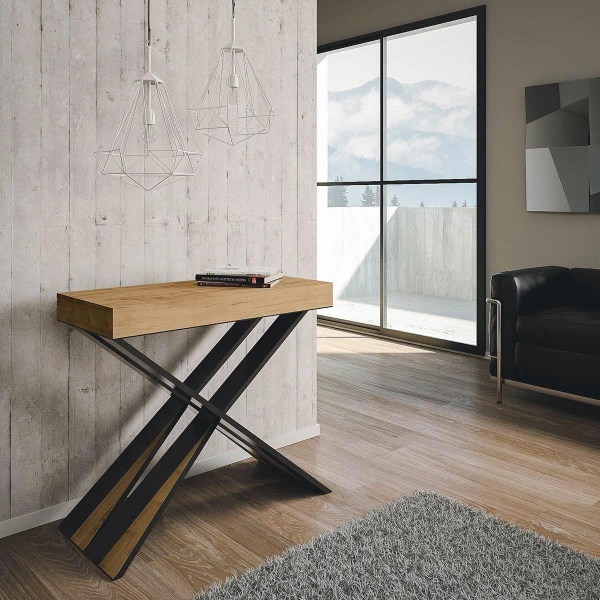 Ausziehbare Konsole 90x40 cm DIAGO SMALL Eiche natur bis 196 cm