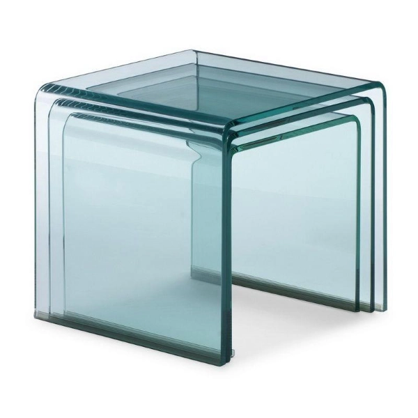 Tavolini in vetro NEST 42x42x42 trittico 3 misure