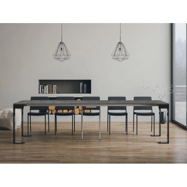 Ausziehbarer Konsolentisch TECNO EVOLUTION Platte aus anthrazitfarbenem Beton