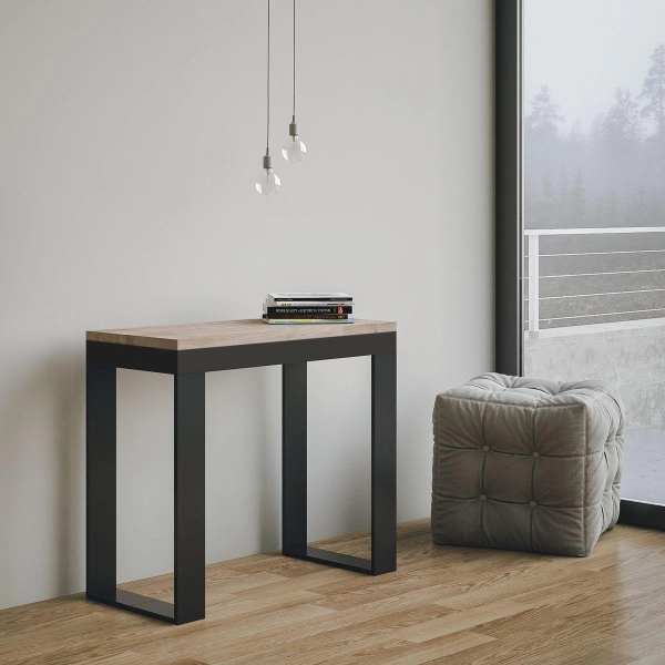 Mesa consola extensible TECNO EVOLUTION marco roble natural antracita