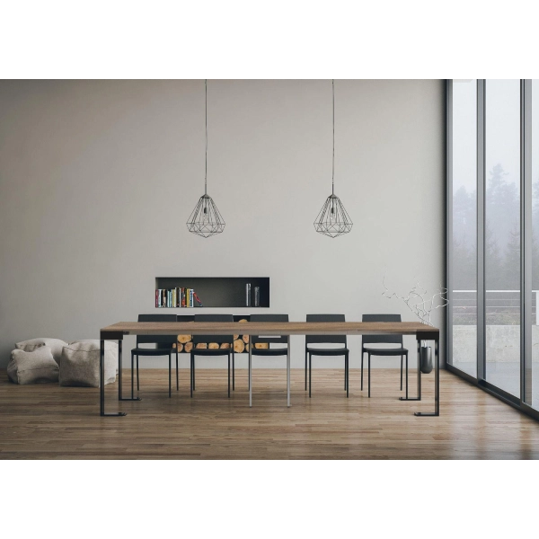 Mesa consola extensible TECNO EVOLUTION marco roble natural antracita