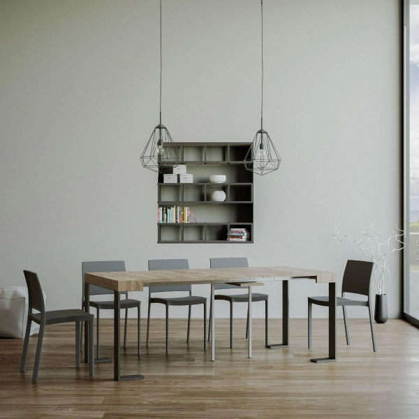Table console extensible multipositions TECNO SMALL, structure anthracite, 10 places