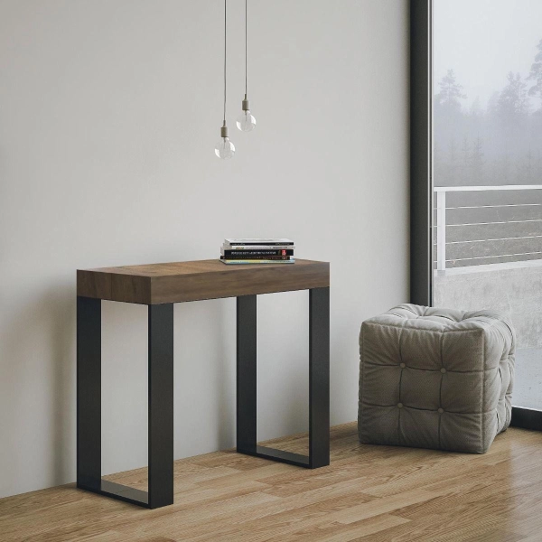 Console murale extensible TECNO SMALL, noyer, structure anthracite, 10 places