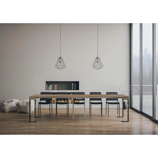 Console murale extensible TECNO 300 cm avec structure anthracite, 14 places