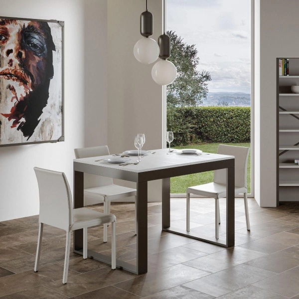 TECNO EVOLUTION 120 mesa extensible hasta 224 cm ceniza blanca