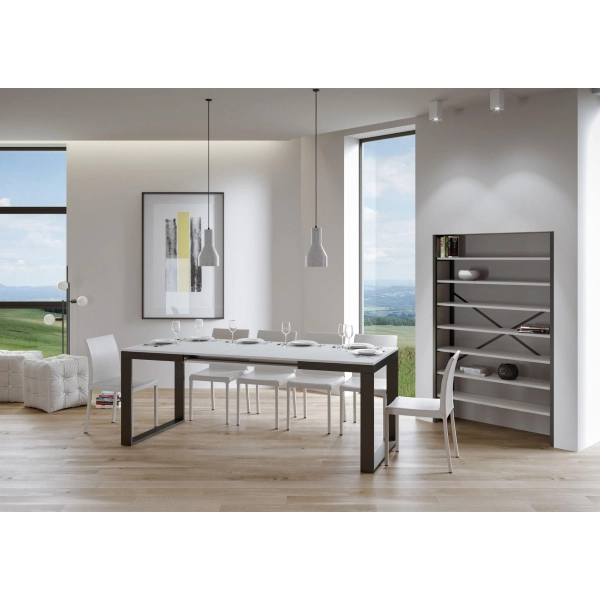 TECNO EVOLUTION 120 mesa extensible hasta 224 cm ceniza blanca