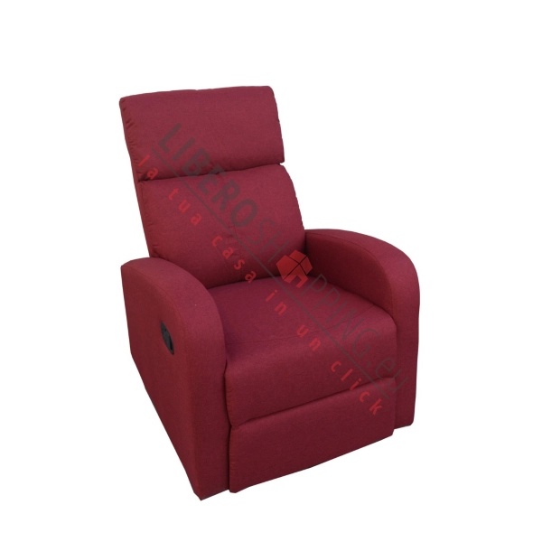 FORTUNA manual reclining relax armchair in BURGUNDY fabric