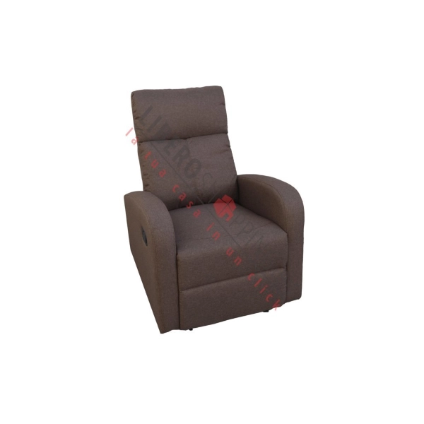 FORTUNA manual reclining relax armchair in BROWN Polyester fabric