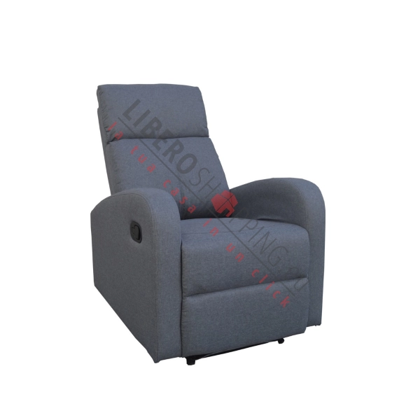 FORTUNA reclining manual relax armchair in gray polyester fabric