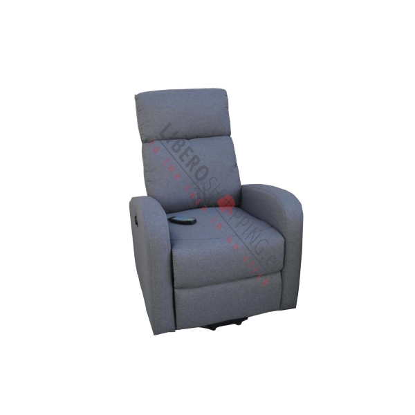 FORTUNA reclining manual relax armchair in gray polyester fabric