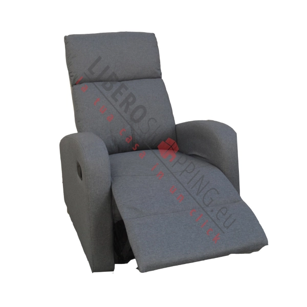 FORTUNA reclining manual relax armchair in gray polyester fabric