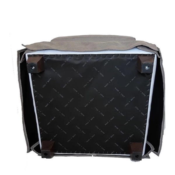 BERGERE taupe armchair in removable patchwork fabric