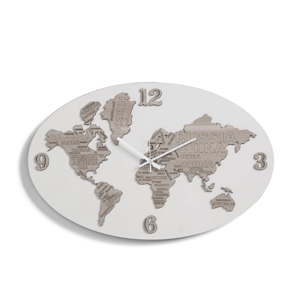 Wanduhr 70x45 cm Planisphäre aus BRC-Schichtholz