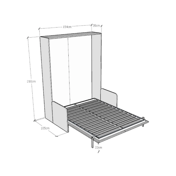 Cama retráctil estilo francés 140 cm vertical blanco KENTARO SOFÀ