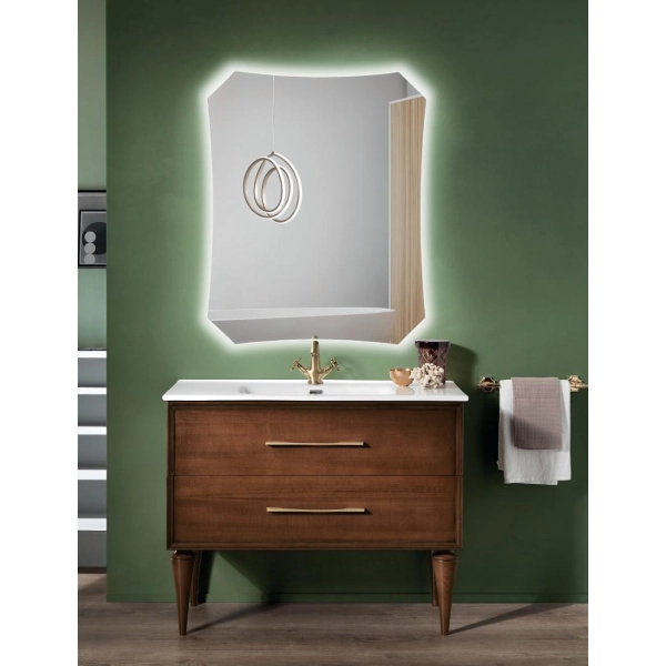 Mueble de baño independiente moderno con base 120 CLASSIC con 2 cajones y lavabo NOGAL CLARO