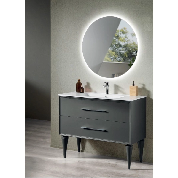 Mueble de baño moderno de pie con base 100 CLASSIC con 2 cajones y lavabo antracita
