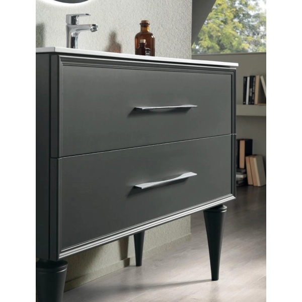Mueble de baño moderno de pie con base 100 CLASSIC con 2 cajones y lavabo antracita