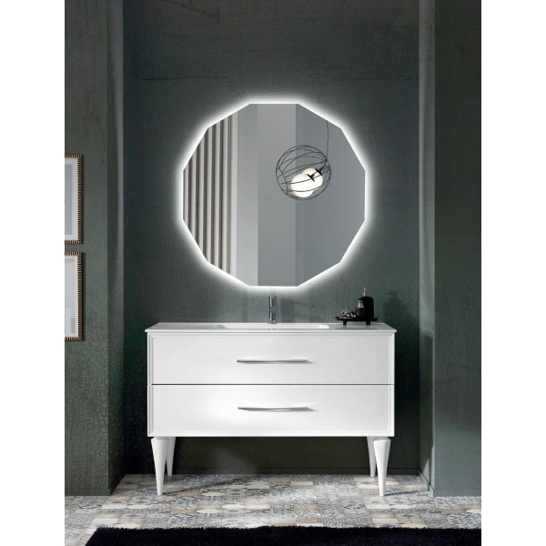 Meuble de salle de bain moderne à poser avec base 120 CLASSIC avec 2 tiroirs et lavabo MATT WHITE