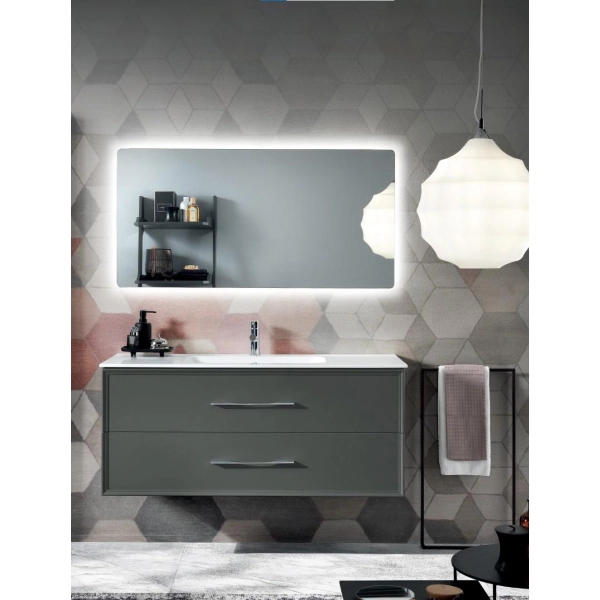 Mueble de baño moderno suspendido 120 base CLASSIC con 2 cajones y lavabo ,MATE ANTHRACITE