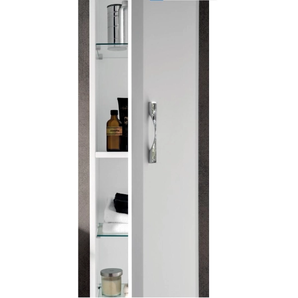 Colonne de salle de bain réversible CLEIDE moderne avec 1 porte blanche mate