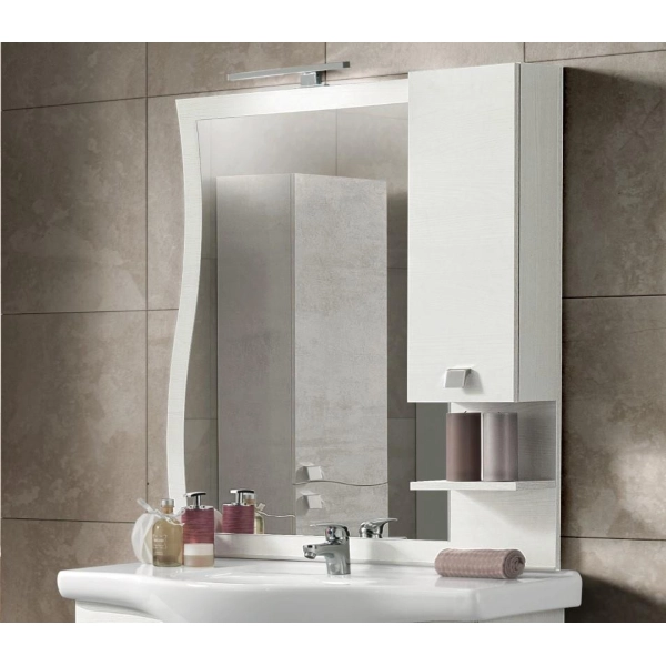 Espejo de baño con lámpara LED y mueble de pared ONDA 80 hombre blanco